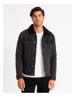Maddox Bradley Sherpa Denim Jacket Black