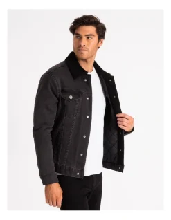 Maddox Bradley Sherpa Denim Jacket Black -Coats Sales Store 748796860 3 2 720x928