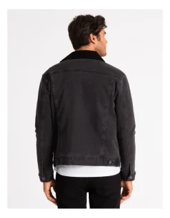 Maddox Bradley Sherpa Denim Jacket Black -Coats Sales Store 748796860 6 1 720x928