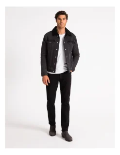 Maddox Bradley Sherpa Denim Jacket Black -Coats Sales Store 748796860 7 720x928