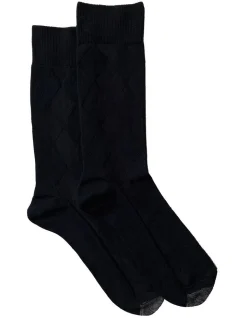 Lafitte Tough Toe Cotton Socks Black 2 Pack