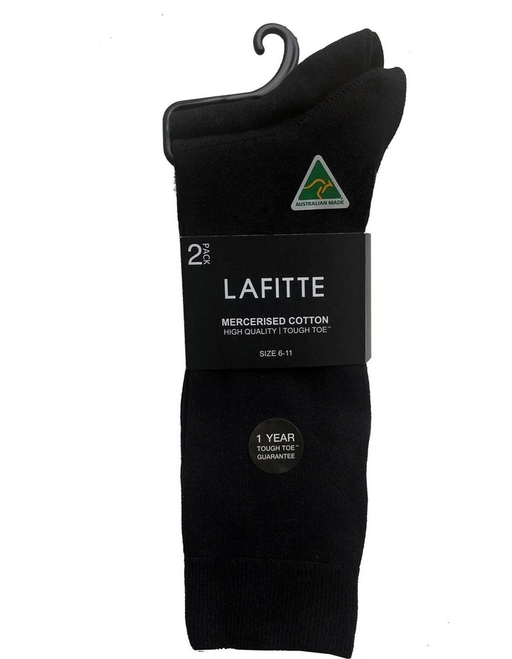Lafitte Tough Toe Cotton Mercerised Socks Black 2 Pack 4 Lafitte Tough Toe Cotton Mercerised Socks Black 2 Pack - Image 2