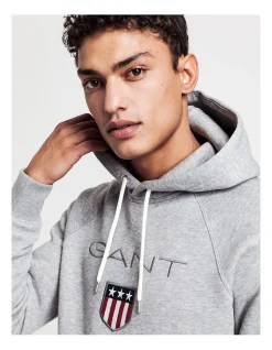 Gant Shield Sweat Hoodie In Grey Marle -Coats Sales Store 796765330 3 720x928