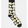 Kenji 1 Pair Fried Egg Crew Length Socks In Black