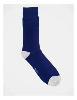 Blaq Plain Bamboo Heel & Toe Sock Blue