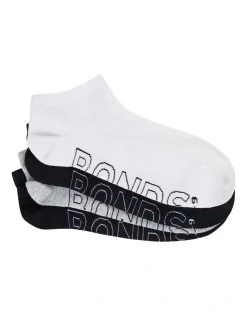 Bonds Logo Light Trainer Socks 4 Pack In Black And White
