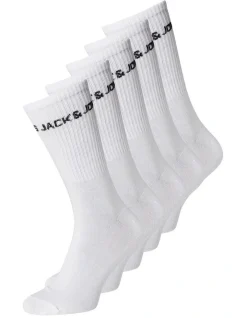 Jack & Jones Basic Logo Tennis Sock White 5 Pack