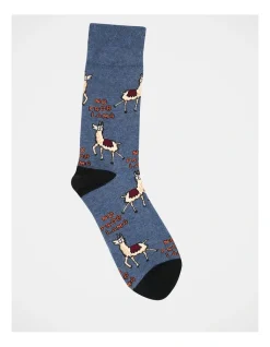 Kenji 1 Pair No Problama Crew Length Socks In Denim