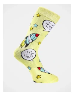 Kenji 1 Pair Is It Friday Crew Length Socks In Yellow -Coats Sales Store 811445950 3 1 720x928