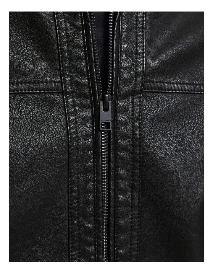 Jack & Jones Warner Faux Leather Jacket Black 5 Jack & Jones Warner Faux Leather Jacket Black - Image 3
