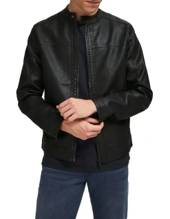Jack & Jones Warner Faux Leather Jacket Black 10 Jack & Jones Warner Faux Leather Jacket Black -Coats Sales Store 814477690 4 720x928