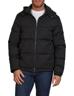 Raging Bull Hooded Puffer Jacket Black