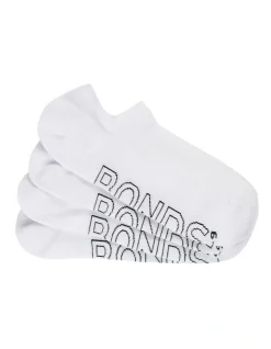 Bonds Logo Light No Show Socks 4 Pack In White