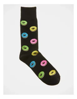 Kenji 1 Pair Donut Crew Length Socks In Black