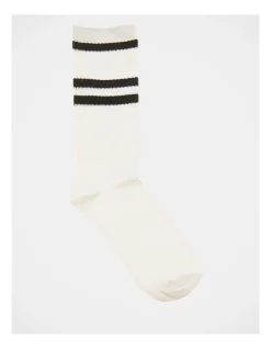 Kenji 4 Pair Sports Crew Rib Socks In White/Black/Grey Stripe -Coats Sales Store 846136270 2 1 720x928