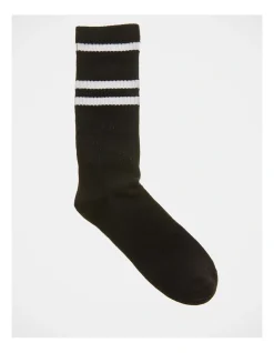 Kenji 4 Pair Sports Crew Rib Socks In White/Black/Grey Stripe -Coats Sales Store 846136270 3 1 720x928