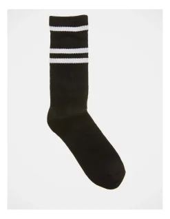 Kenji 4 Pair Sports Crew Rib Socks In White/Black/Grey Stripe -Coats Sales Store 846136270 5 1 720x928