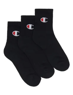 Champion C-Logo Quarter Crew Sport Socks Black 3 Pack -Coats Sales Store 856191070 2 720x928