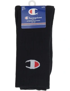 Champion C-Logo Crew Sport Socks Black 3 Pack
