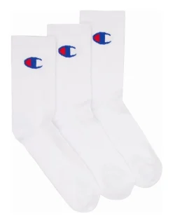 Champion Sports Kids Crew Socks 3 Pack In White