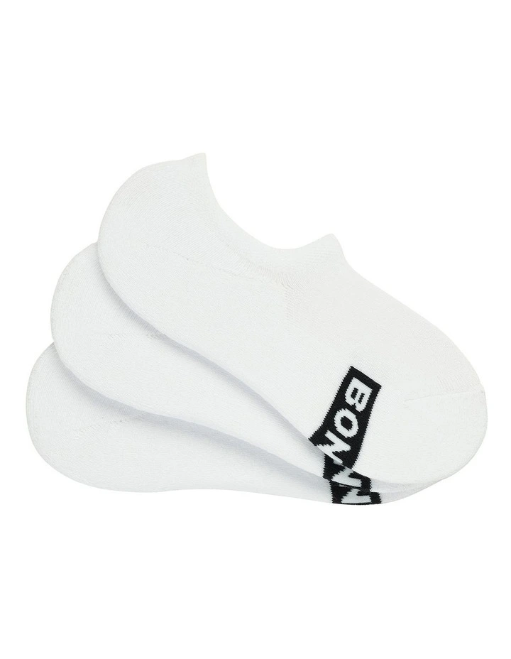 Bonds Logo 3D Light Sneaker Socks 4 Pack In White 3 Bonds Logo 3D Light Sneaker Socks 4 Pack In White