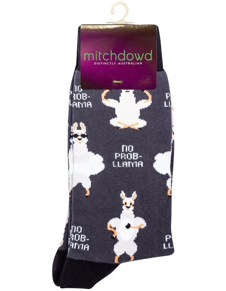 Mitch Dowd No Prob-Llama Socks Charcoal 4 Mitch Dowd No Prob-Llama Socks Charcoal - Image 2