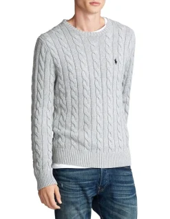 Polo Ralph Lauren Cable Knit Cotton Sweater In Grey