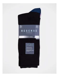 Reserve Bamboo Plain Socks 5 Pack In Black -Coats Sales Store 867577870 5 2 720x928