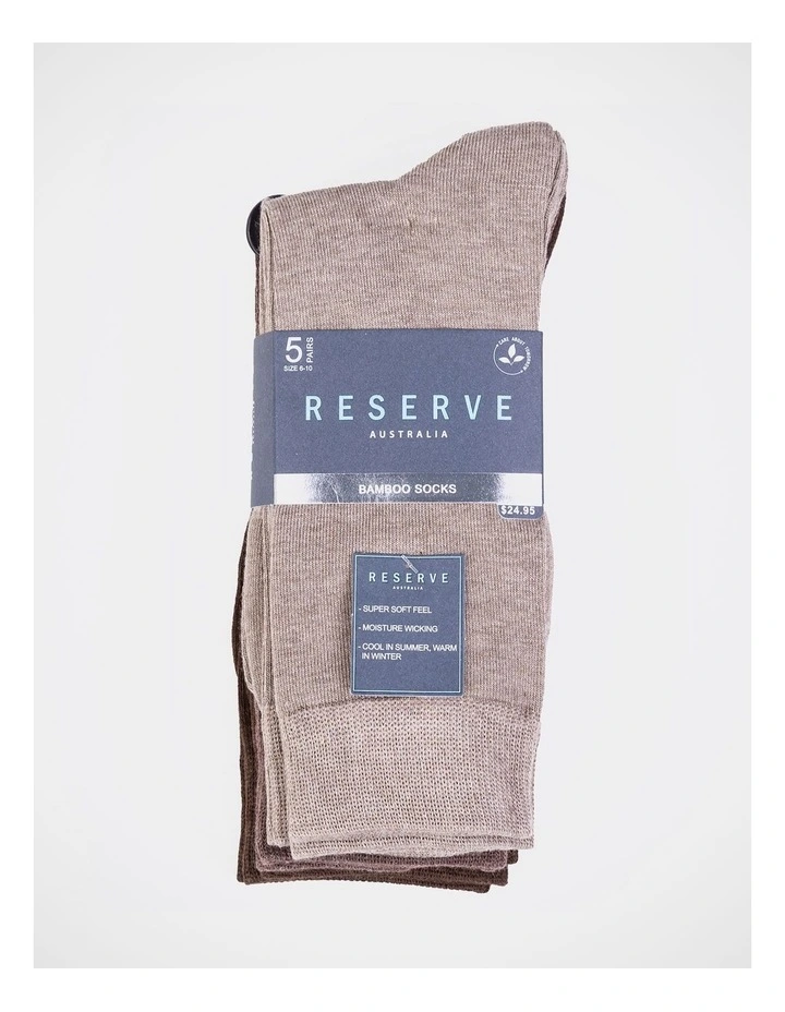 Reserve Bamboo Plain Socks 5 Pack In Brown 7 Reserve Bamboo Plain Socks 5 Pack In Brown - Image 5