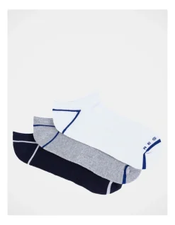 Reserve Organic Sports Sneaker Liner Socks 3 Pack In Multi