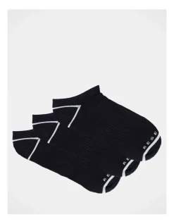 Reserve Organic Sports Sneaker Liner Socks 3 Pack In Black