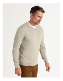 Reserve Australian Merino V-Neck Knit In Stone -Coats Sales Store 879842890 4 720x928