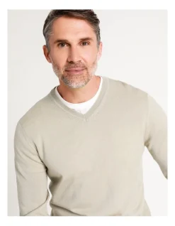 Reserve Australian Merino V-Neck Knit In Stone -Coats Sales Store 879842890 5 720x928