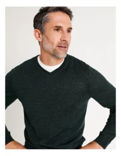 Reserve Australian Merino V-Neck Knit In Forest