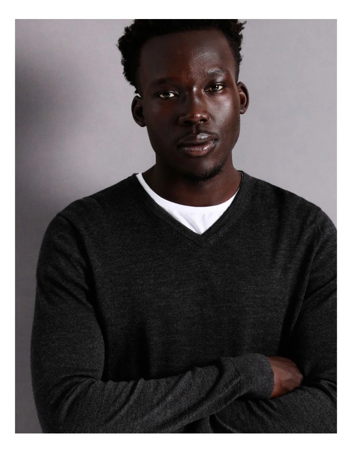 Blaq Australian Merino V-Neck Knit In Charcoal 5 Blaq Australian Merino V-Neck Knit In Charcoal - Image 3