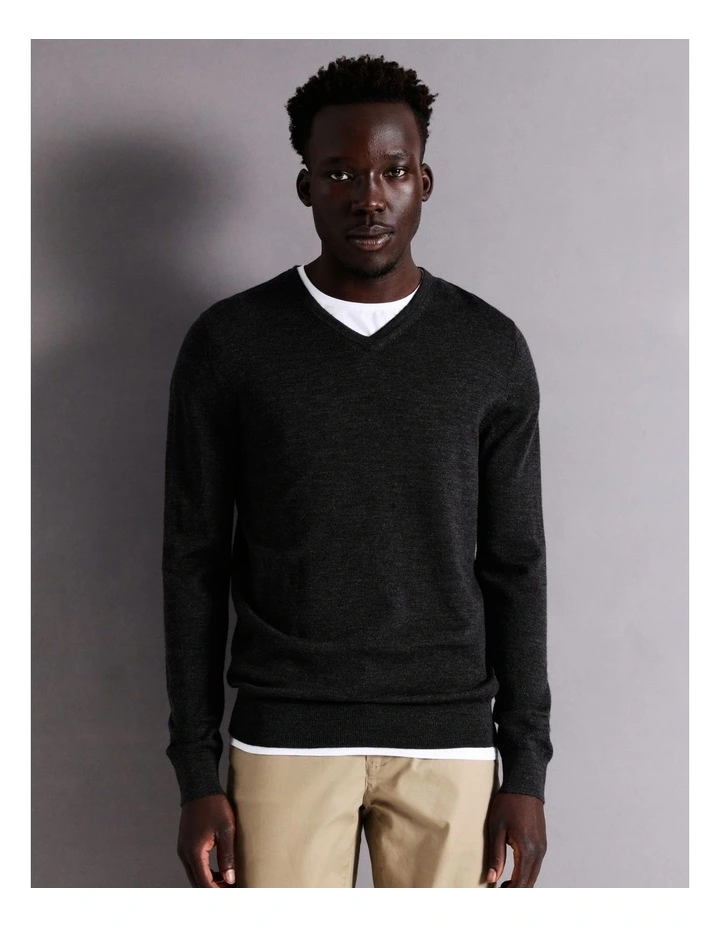 Blaq Australian Merino V-Neck Knit In Charcoal 6 Blaq Australian Merino V-Neck Knit In Charcoal - Image 4