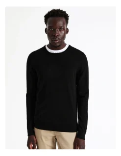 Blaq Australian Merino Crew Neck Knit In Black -Coats Sales Store 880381450 4 1 720x928