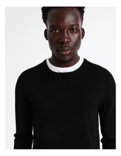 Blaq Australian Merino Crew Neck Knit In Black -Coats Sales Store 880381450 5 1 720x928