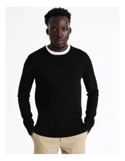 Blaq Australian Merino Crew Neck Knit In Black -Coats Sales Store 880381450 7 1 720x928