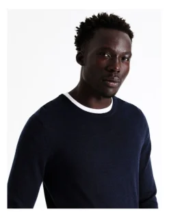 Blaq Australian Merino Crew Neck Knit In Navy -Coats Sales Store 880381540 3 1 720x928