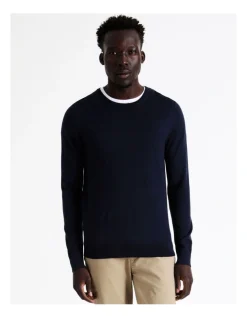 Blaq Australian Merino Crew Neck Knit In Navy -Coats Sales Store 880381540 5 1 720x928