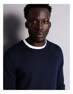 Blaq Australian Merino Crew Neck Knit In Navy -Coats Sales Store 880381540 7 1 720x928