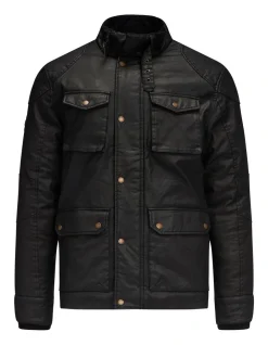 Raging Bull Wax Effect Jacket In Black -Coats Sales Store 883785970 3 720x928