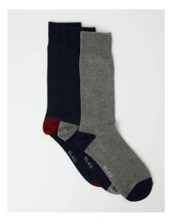 Blaq TP Rib French Socks 3 Pack In Navy