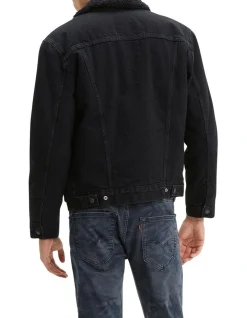Levi's Sherpa Trucker Jacket Black -Coats Sales Store 890478190 4 720x928