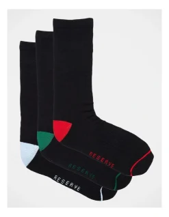 Reserve Organic Comfort Socks 3 Pack In Black