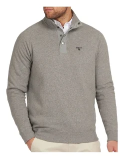 Barbour Half Snap Overlayer Sweat Top Grey Marl