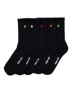 Foot-ies Blaze 5 Pack Crew Sneaker Socks Black