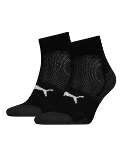 Puma 2 Pack Sport Cushioned Quarter Socks Black