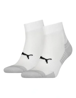 Puma 2 Pack Sport Cushioned Quarter Socks White